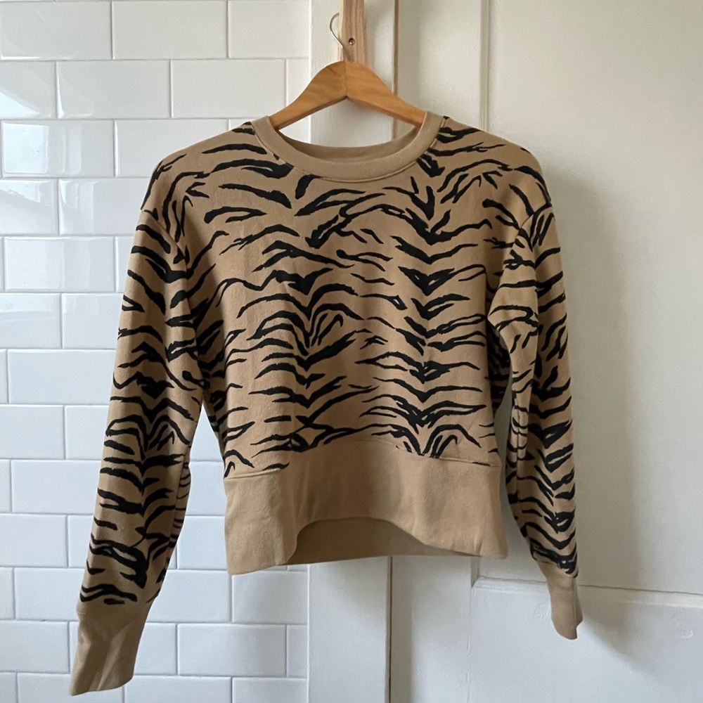 MADEWELL Tiger Print Pullover Sweatshirt, XS